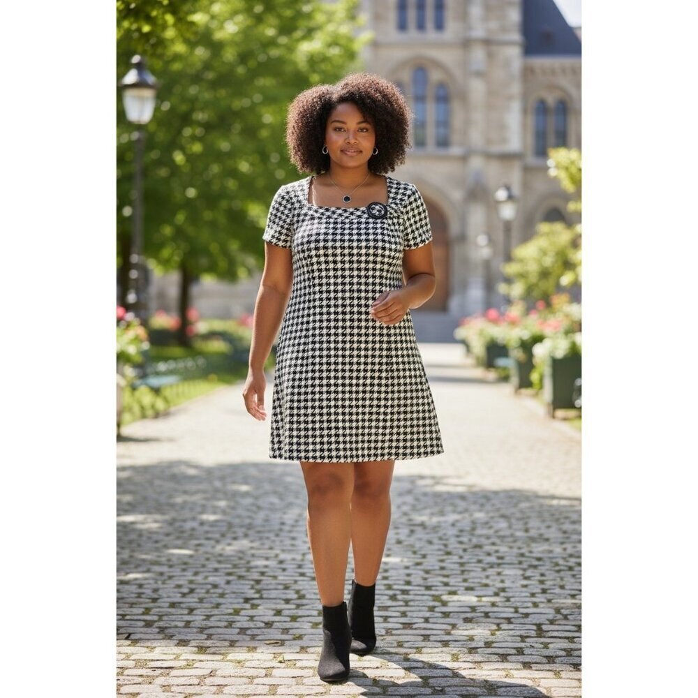 Chris McLaughlin Houndstooth Women's Preppy Dress
